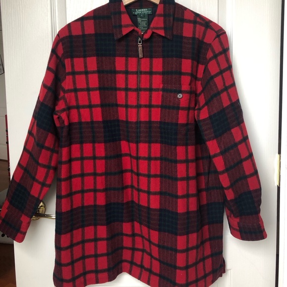 Ralph Lauren Wool Plaid Zip Up Jacket - Picture 1 of 3